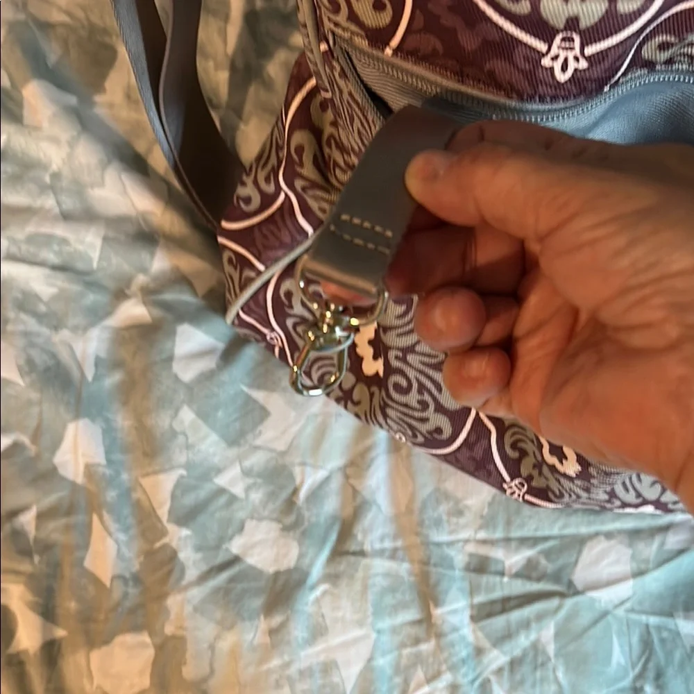 Pottery, barn, kids, Stylish Patterned Diaper Bag - Purple and Gray